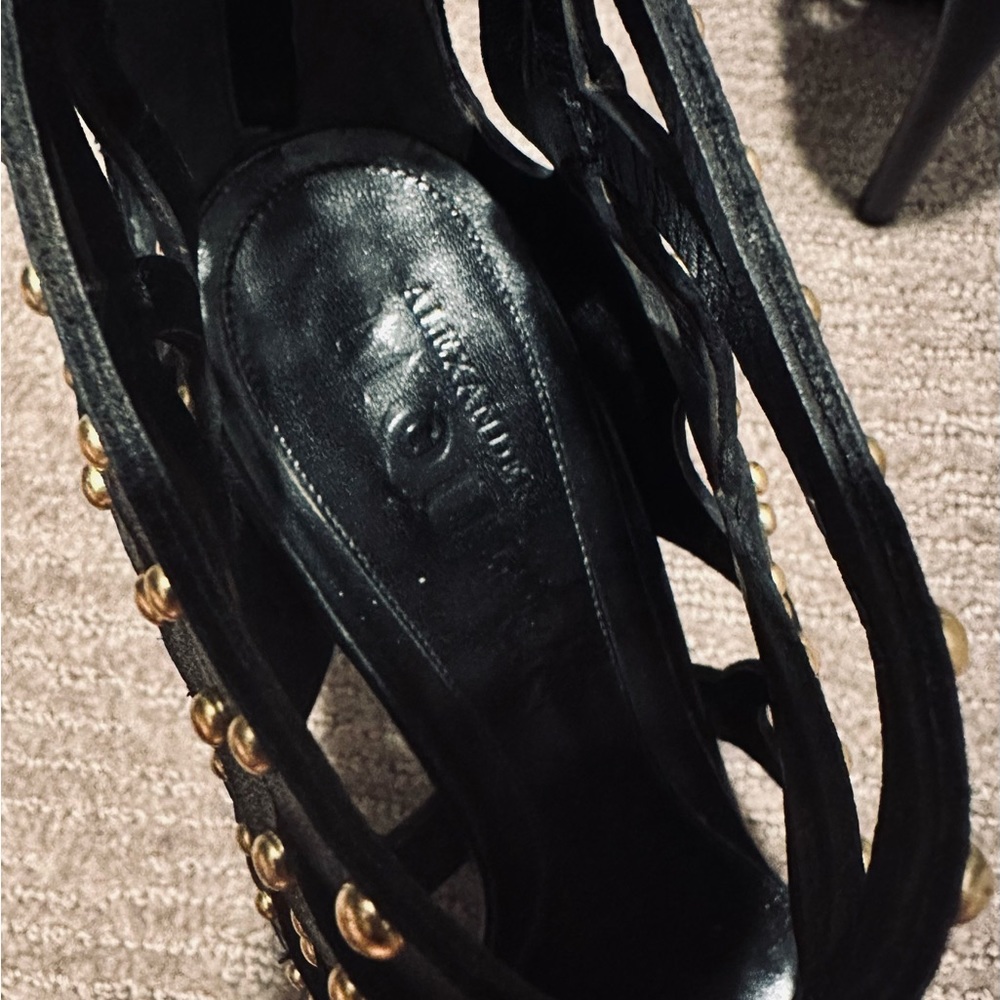 Gold Studded Leather McQueen booties - Picture 8 of 9
